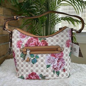 GIANI BERNINI ~ Signature Peonies Hobo Bag ~ White w/GB Print ~ NWT!